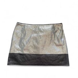 Y2K Vintage Hollister Shimmering Silver and Dark Grey Mini Skirt